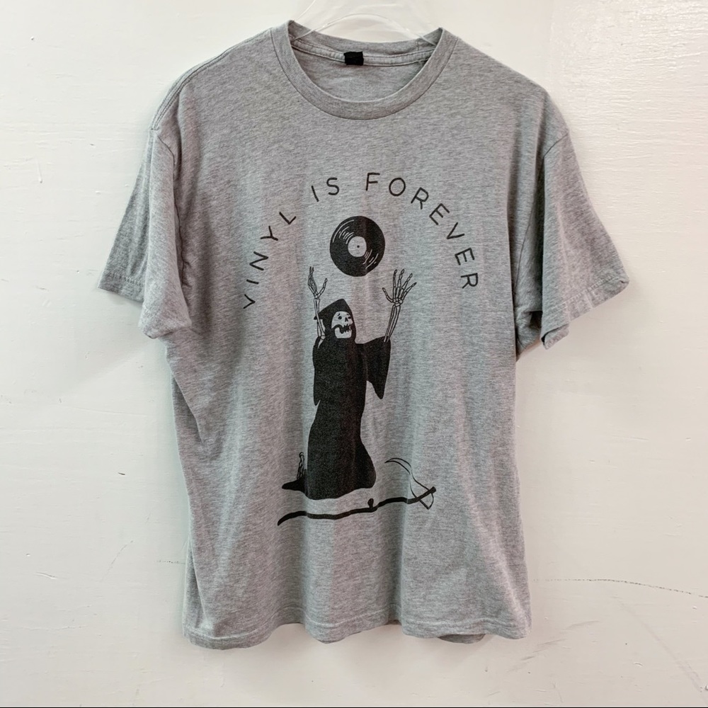 Vinyl Is Forever Graphic Gray Shorts Sleeve TShirt